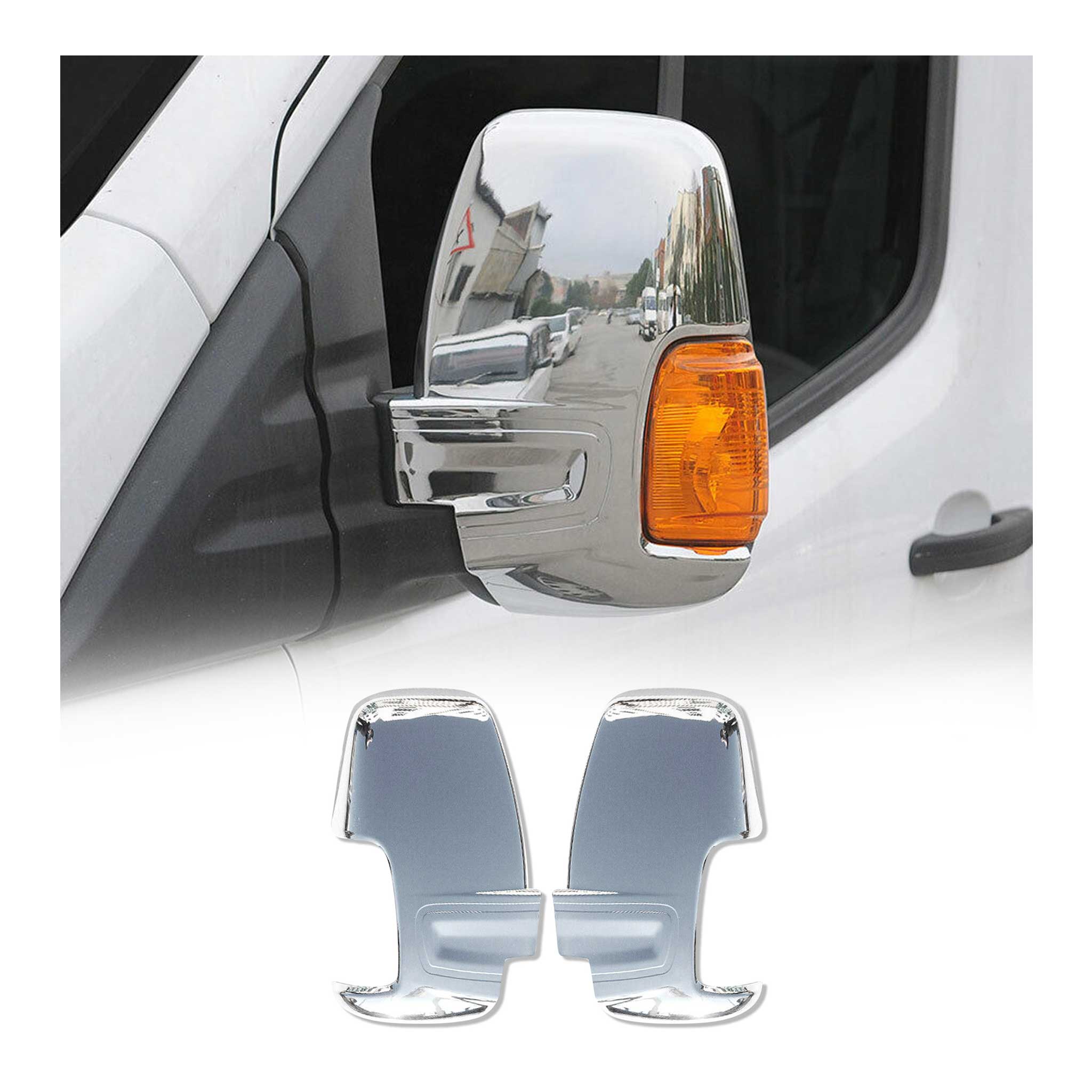 2015-2026 Ford Transit Side Mirror Cover Caps Stainless Steel Chrome Silver 2 Pcs