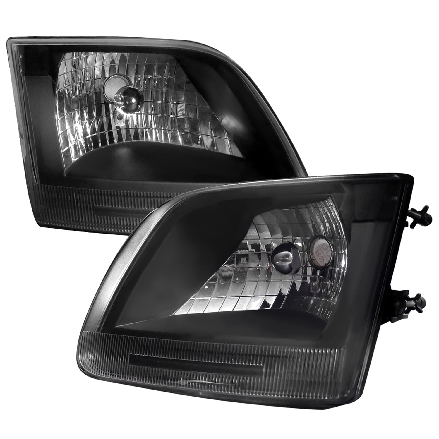 1997-2004 Ford F-150/Expedition Factory Crystal Headlights Matt Black/Clear