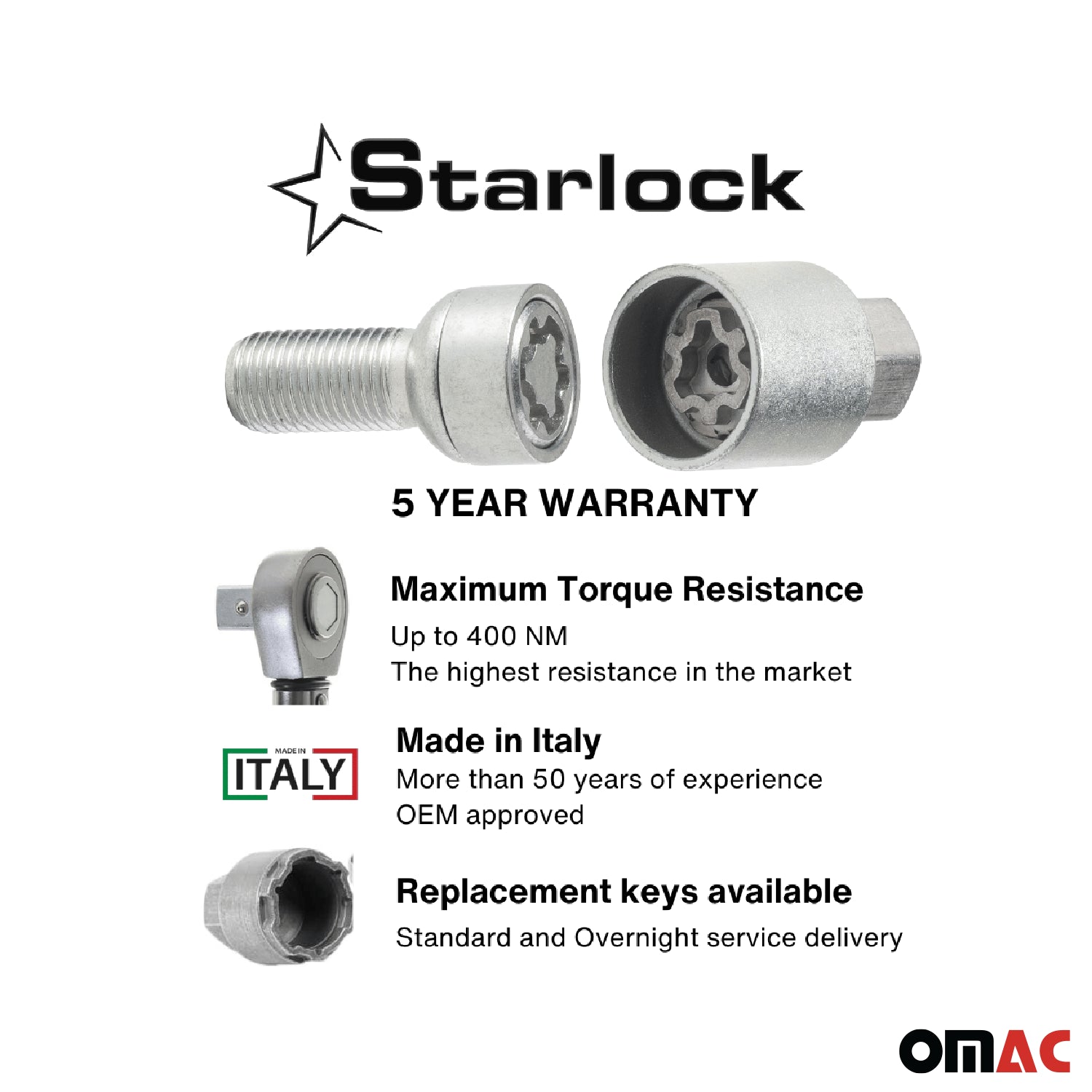 Wheel Lock Kit for Volvo S90 2017-2021 M14X1,5 Galvanized Silver 4Locks & 1Key