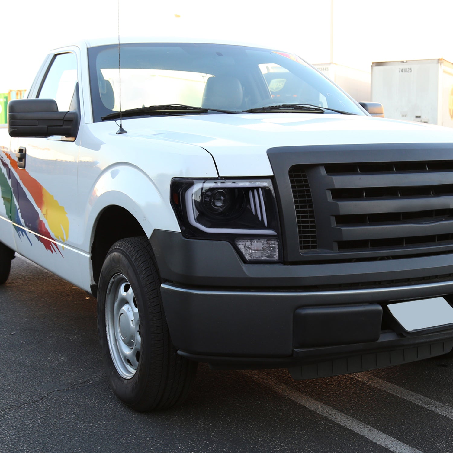 2009-2014 Ford F-150 LED C-Bar Projector Headlights Glossy Black/Smoke Lens