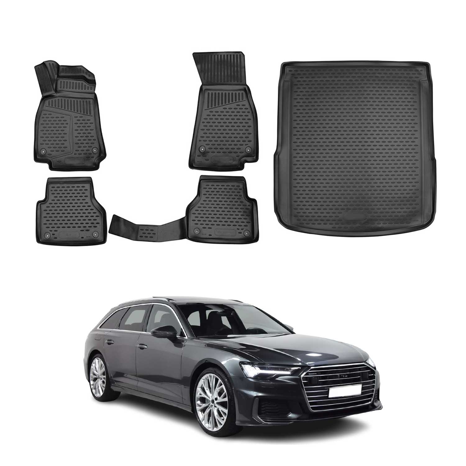 2020-2024 Audi A6 Avant Floor Mats & Cargo Liner Full Set All Weather Black