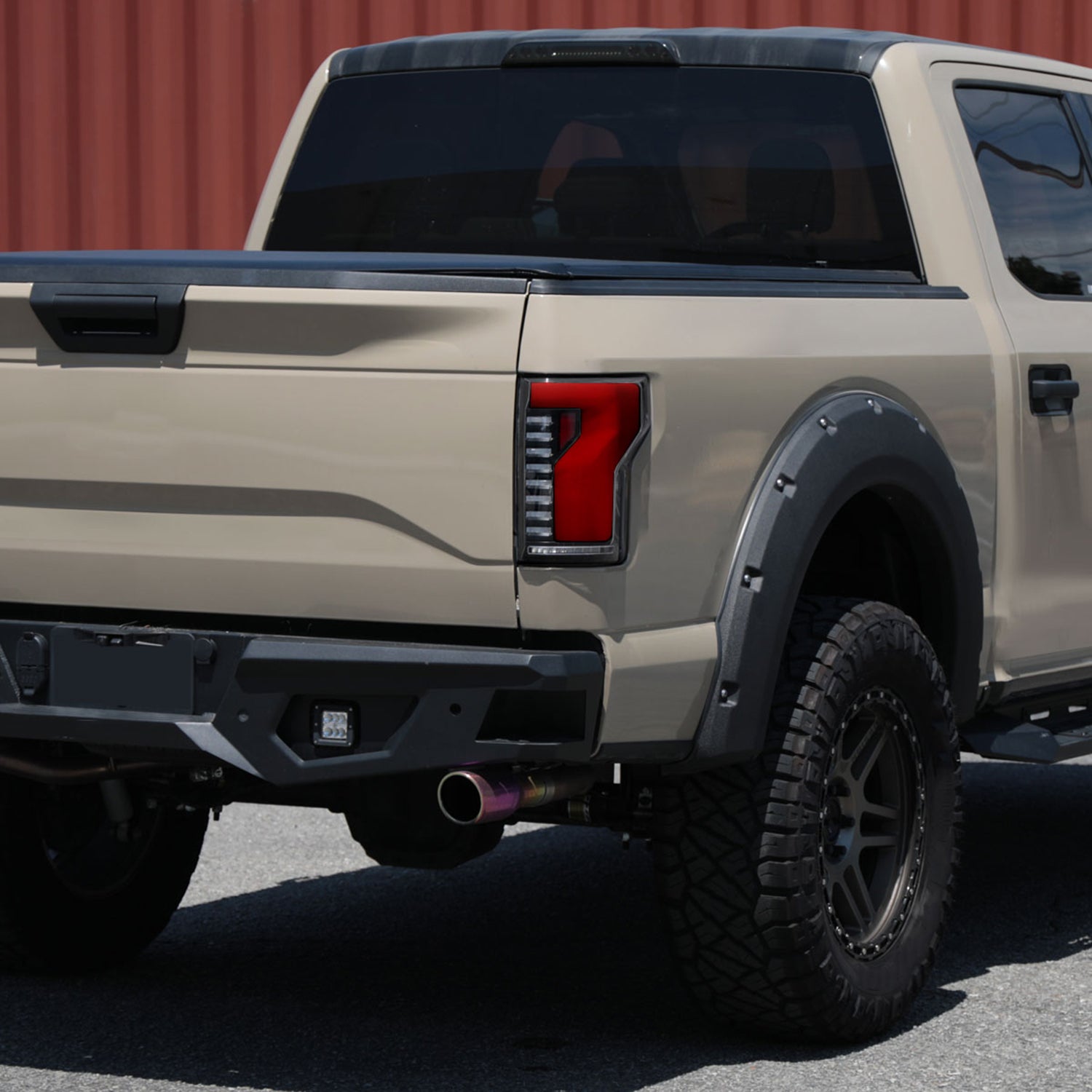 2015-2017 Ford F-150 Turn Signal Animated Red LED Bar Tail Lights Matt Black