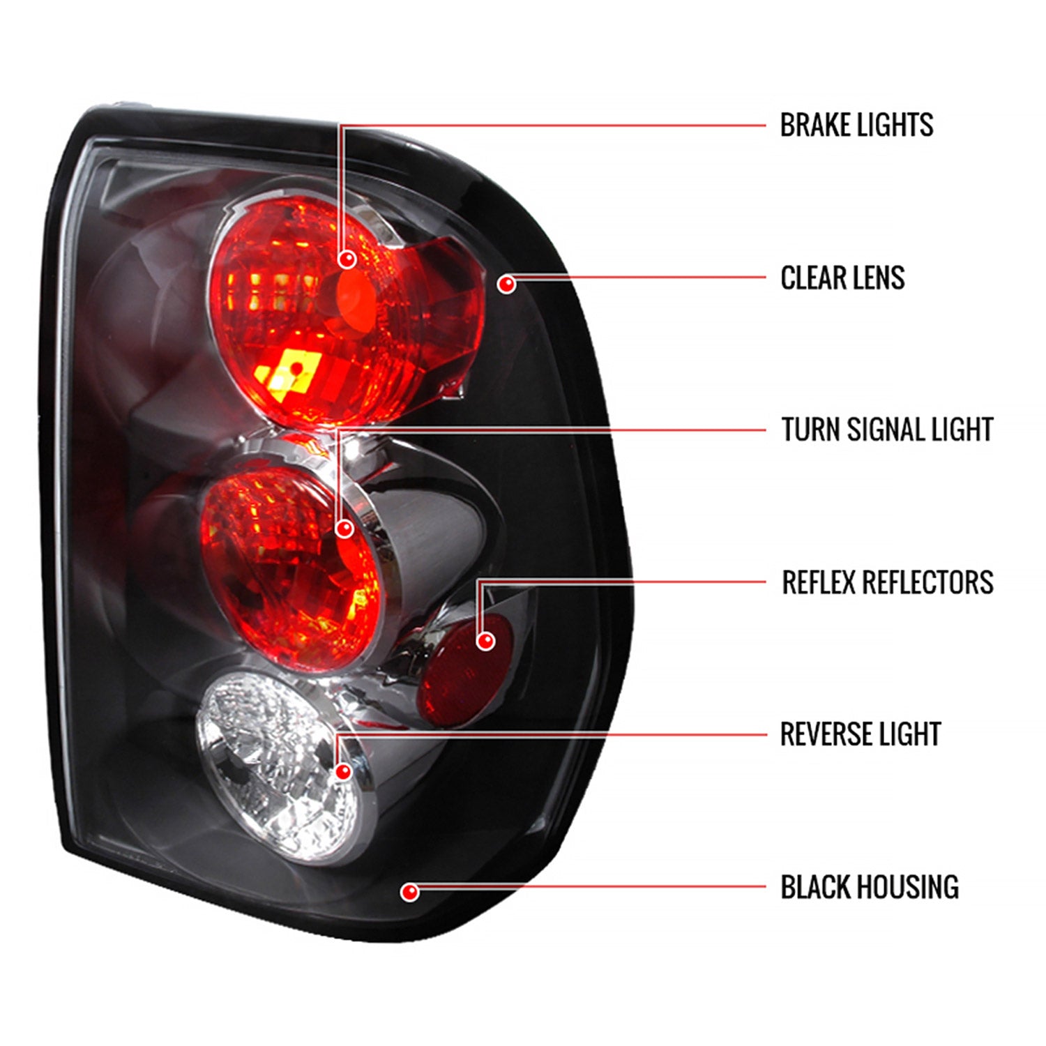 2002-2009 Chevrolet Trailblazer Tail Lights Matte Black Housing/Clear Lens