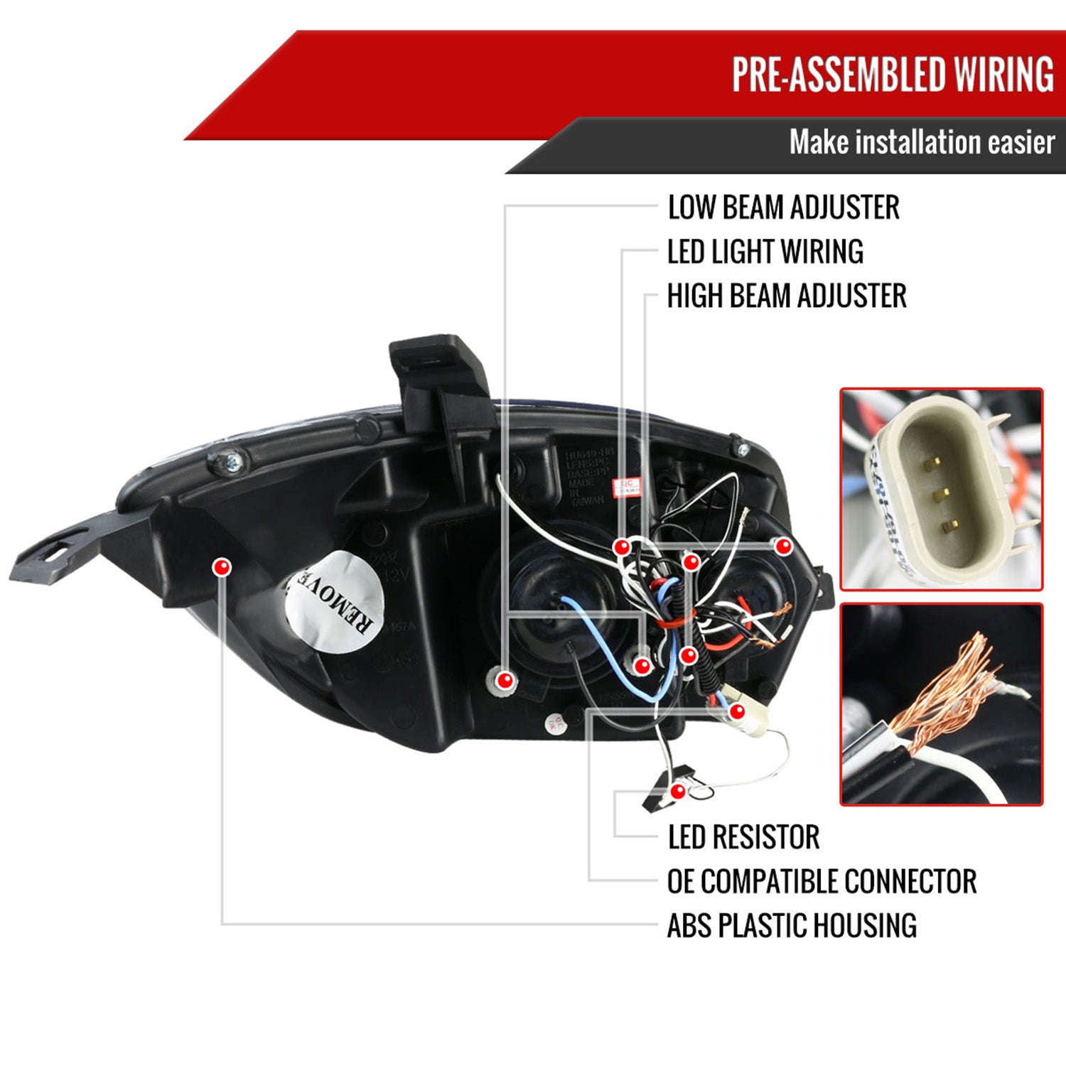 2006-2011 Mitsubishi Eclipse Dual Halo Projector Headlights Glossy Black/Smoke