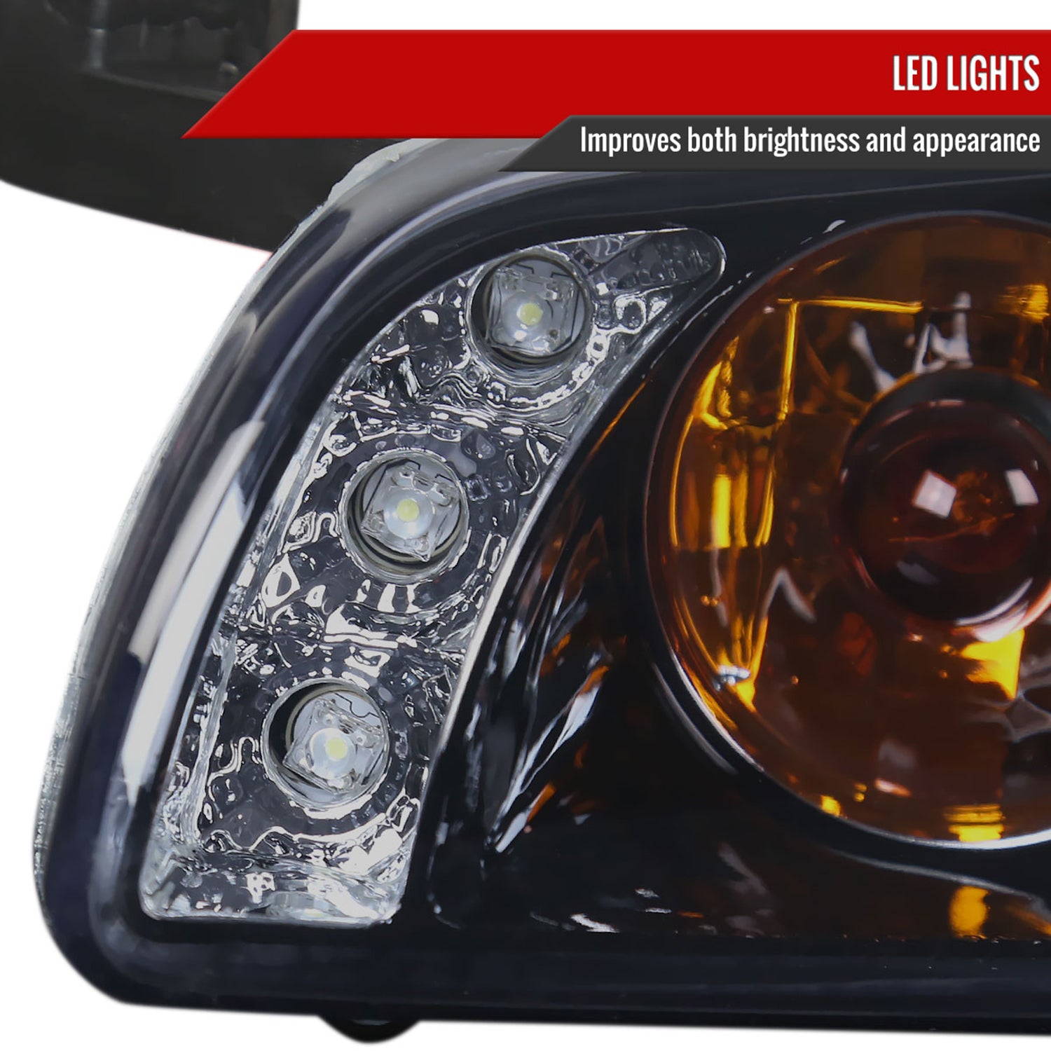 1997-2003 Pontiac Grand Prix Dual Halo Projector Headlights Glossy Black/Smoke