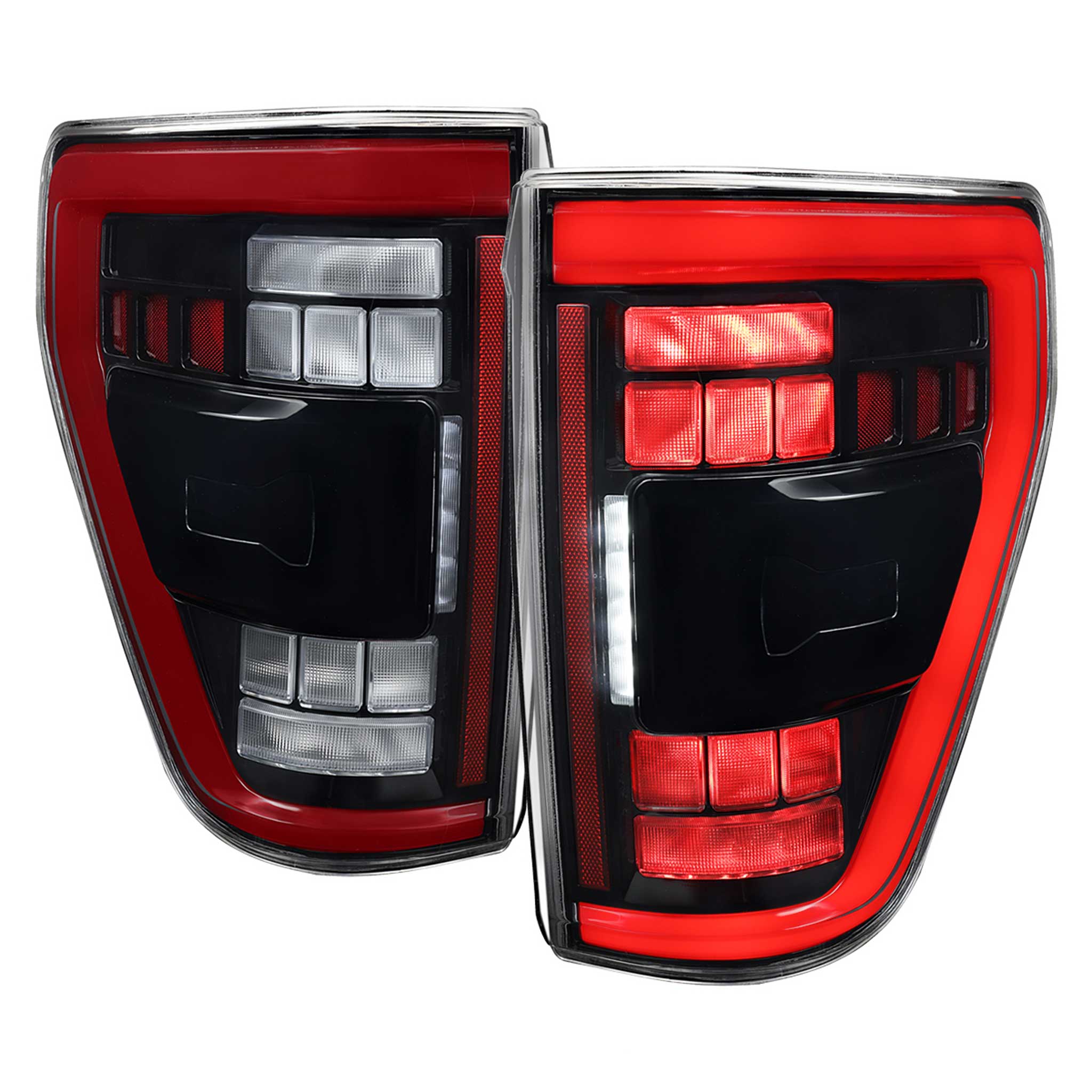 For Ford F-150 2021-2023 Full LED Tail Light Black Housing Clear Lens