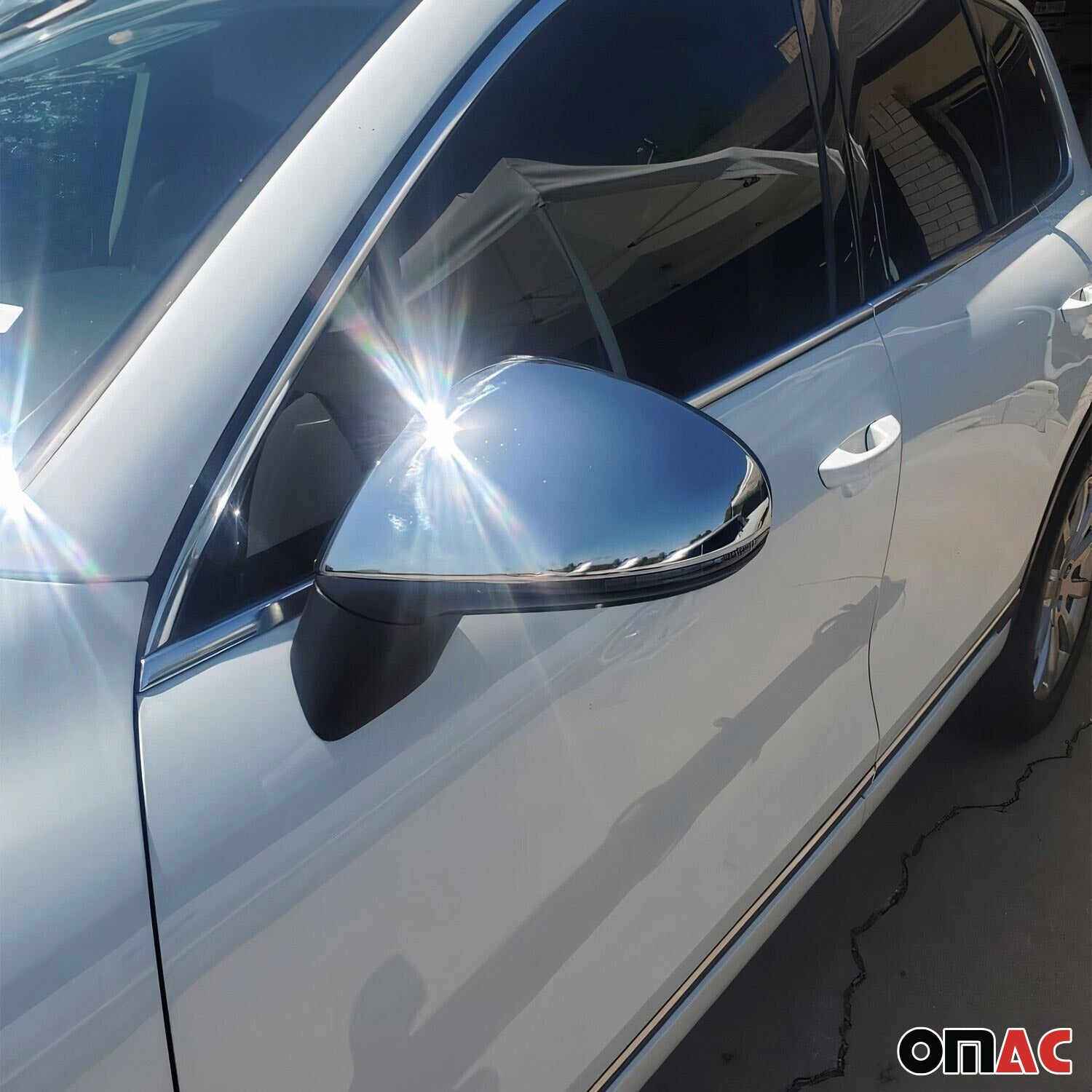 2011-2018 VW Touareg 2.gen Pre-Facelift Side Mirror Cover Caps Stainless Steel Silver 2 Pcs