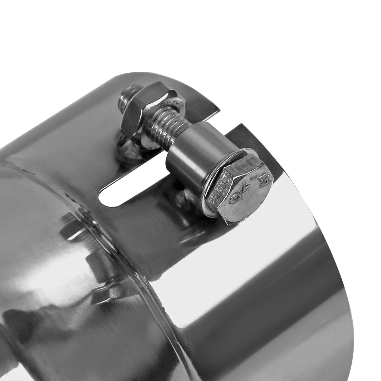 Universal 4" Inlet/6" Outlet Chrome Stainless Steel Bolt-On Angled Exhaust Tip