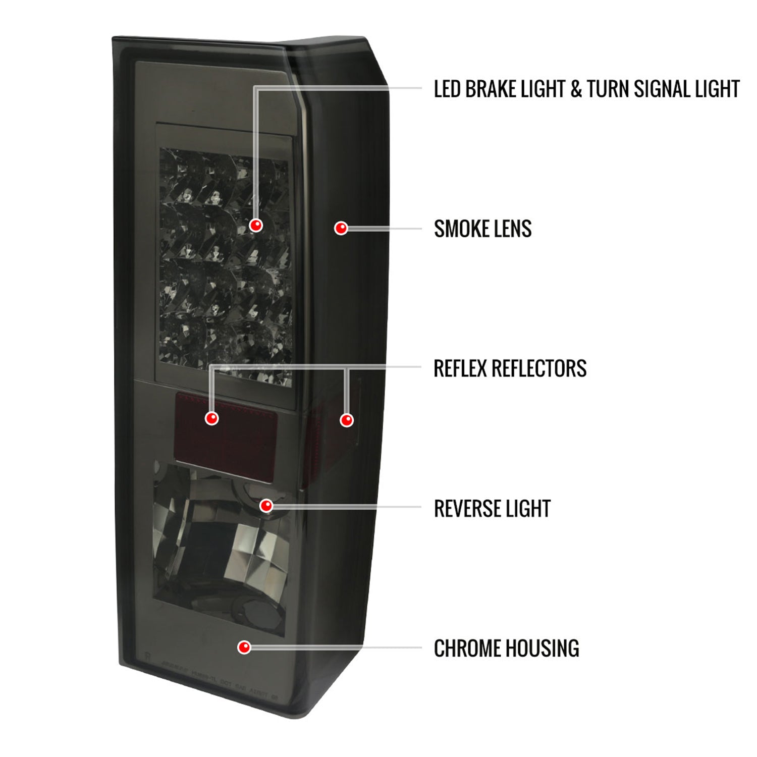 2005-2010 Hummer H3 LED Tail Lights Chrome Housing/Smoke Lens