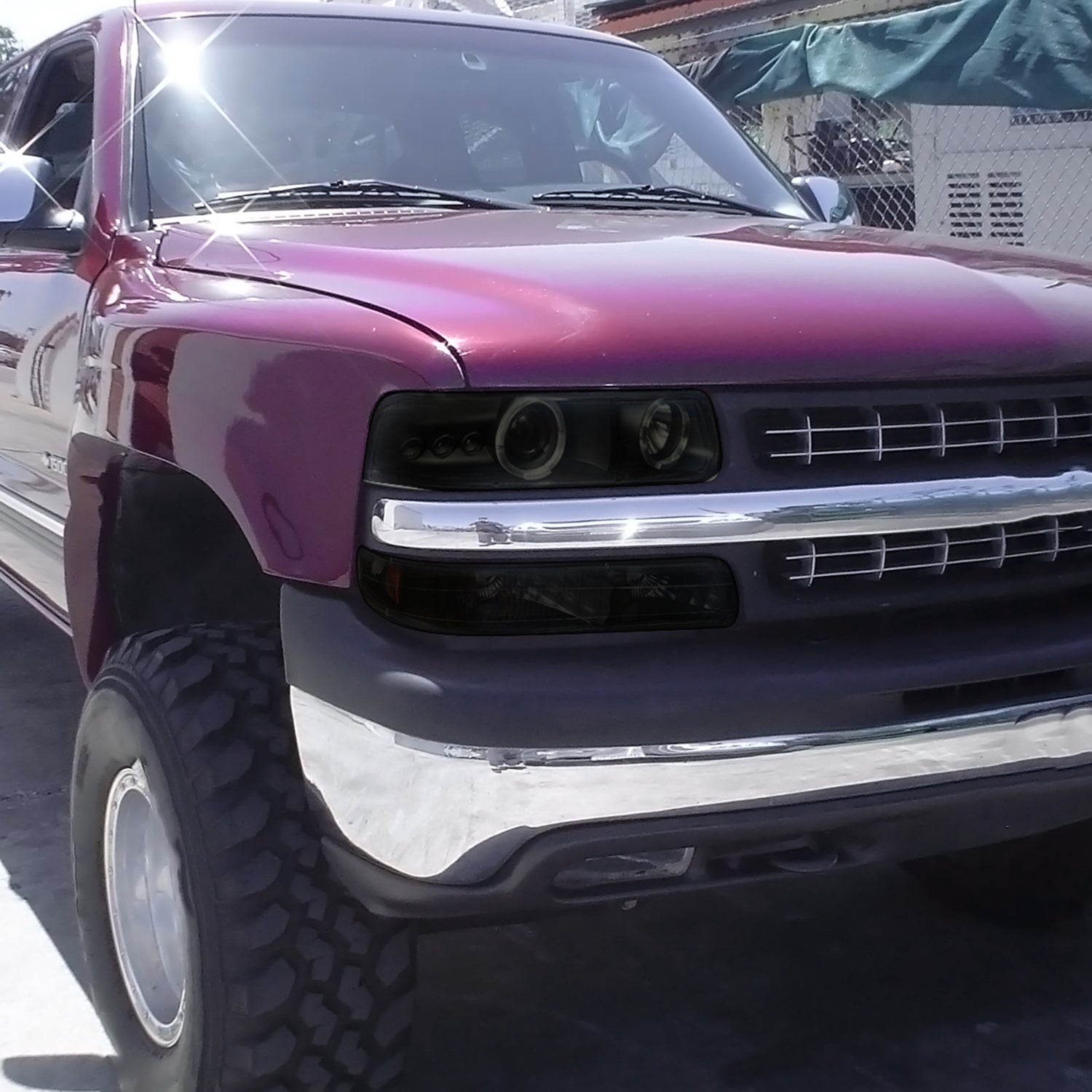 1999-2002 Chevy Silverado/ Tahoe Suburban Headlights Bumper Lights Black Smoke