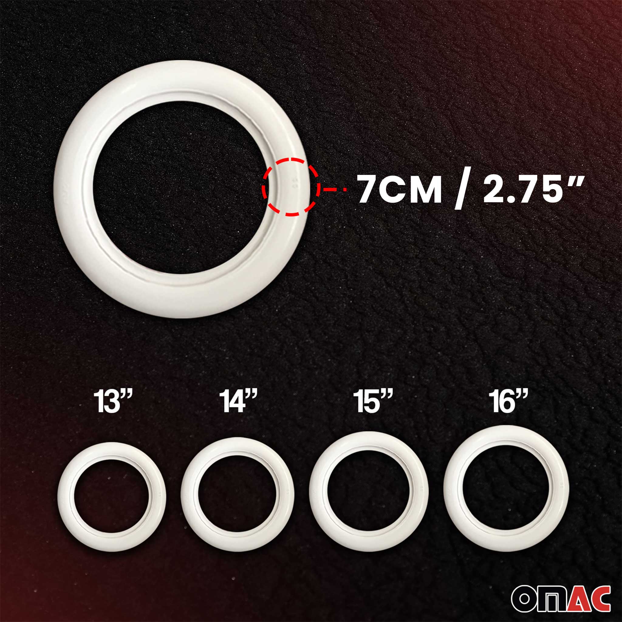 White Wall Tire Insert 14" Band Portawall Rims Sidewall Rubber Ring Set 4 Pcs