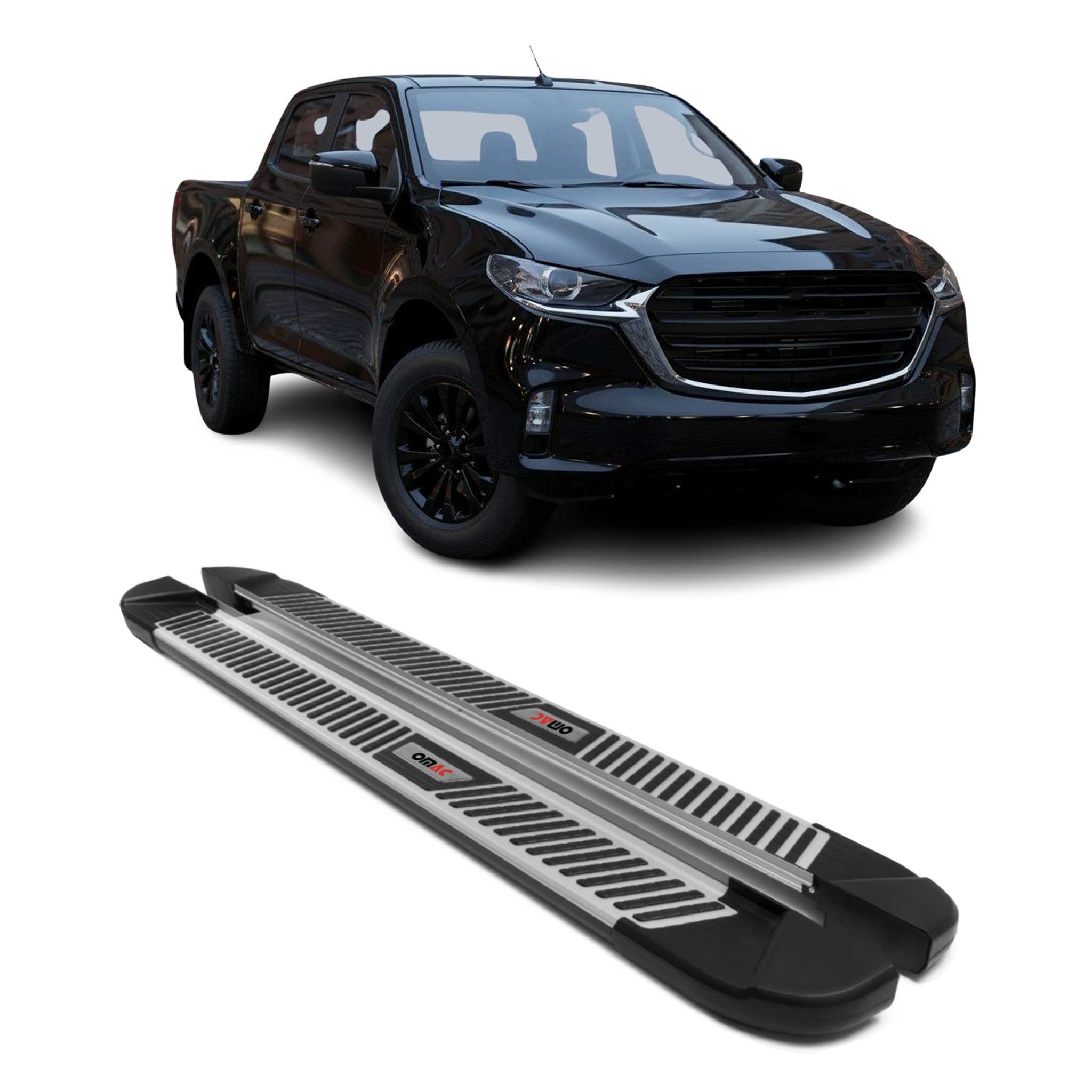 2011-2020 Mazda BT-50 Double Cab Running Boards Side Steps Silver & Black