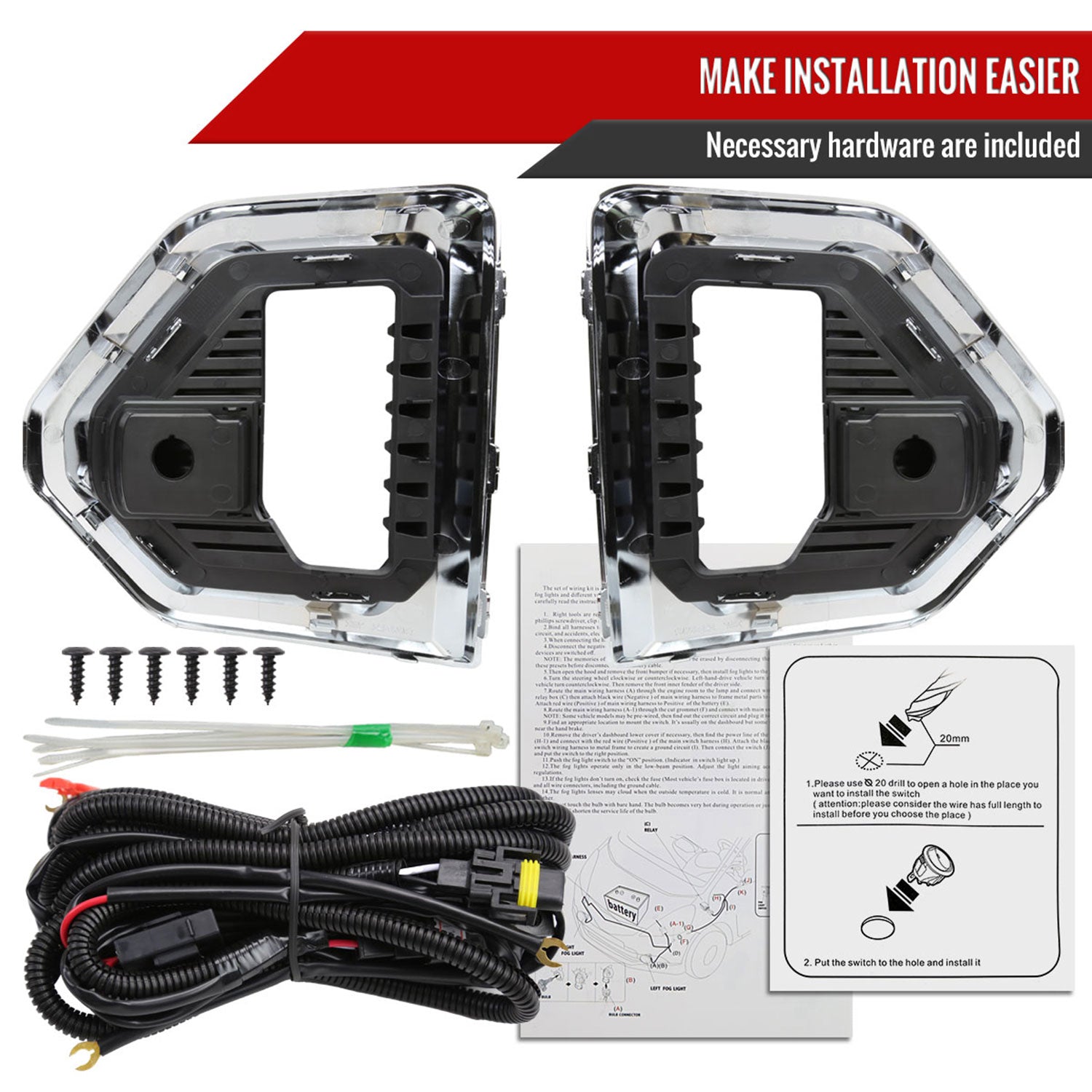 2019-2021 GMC Sierra 1500 Denali/SLT/AT4 Switchback LED Fog Lights Kit Chrome