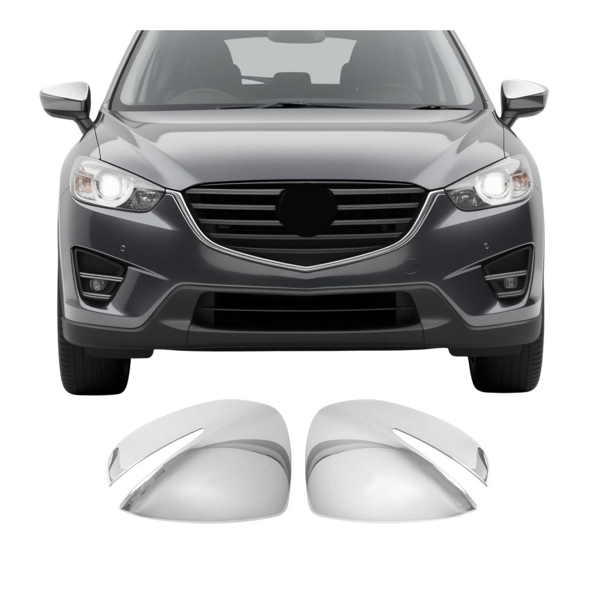 2017-2025 Mazda CX-5 2.gen Side Mirror Cover Caps Chrome Silver 2 Pcs