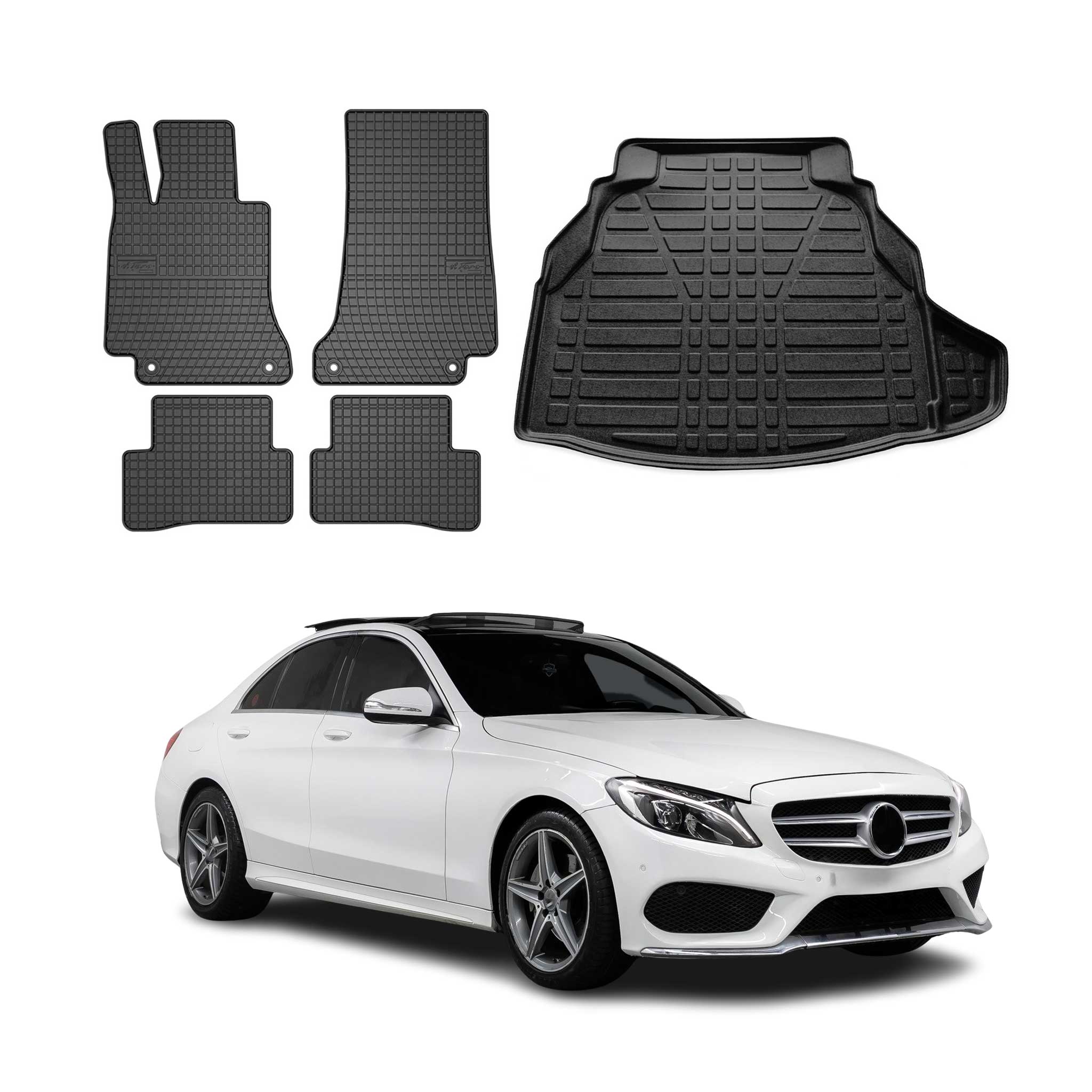 2015-2021 Mercedes C Class W205 Floor Mats & Cargo Liner Full Set All Weather