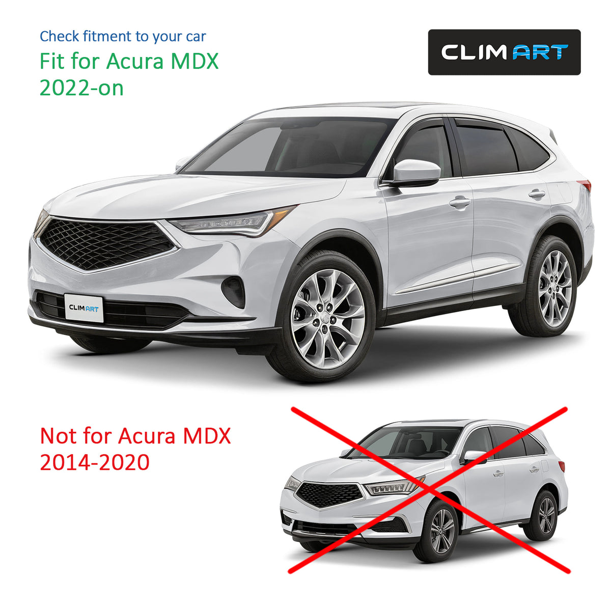 Clim Art Wind Deflectors for Acura MDX 2022-2026 In-channel Dark Smoke 4Pcs