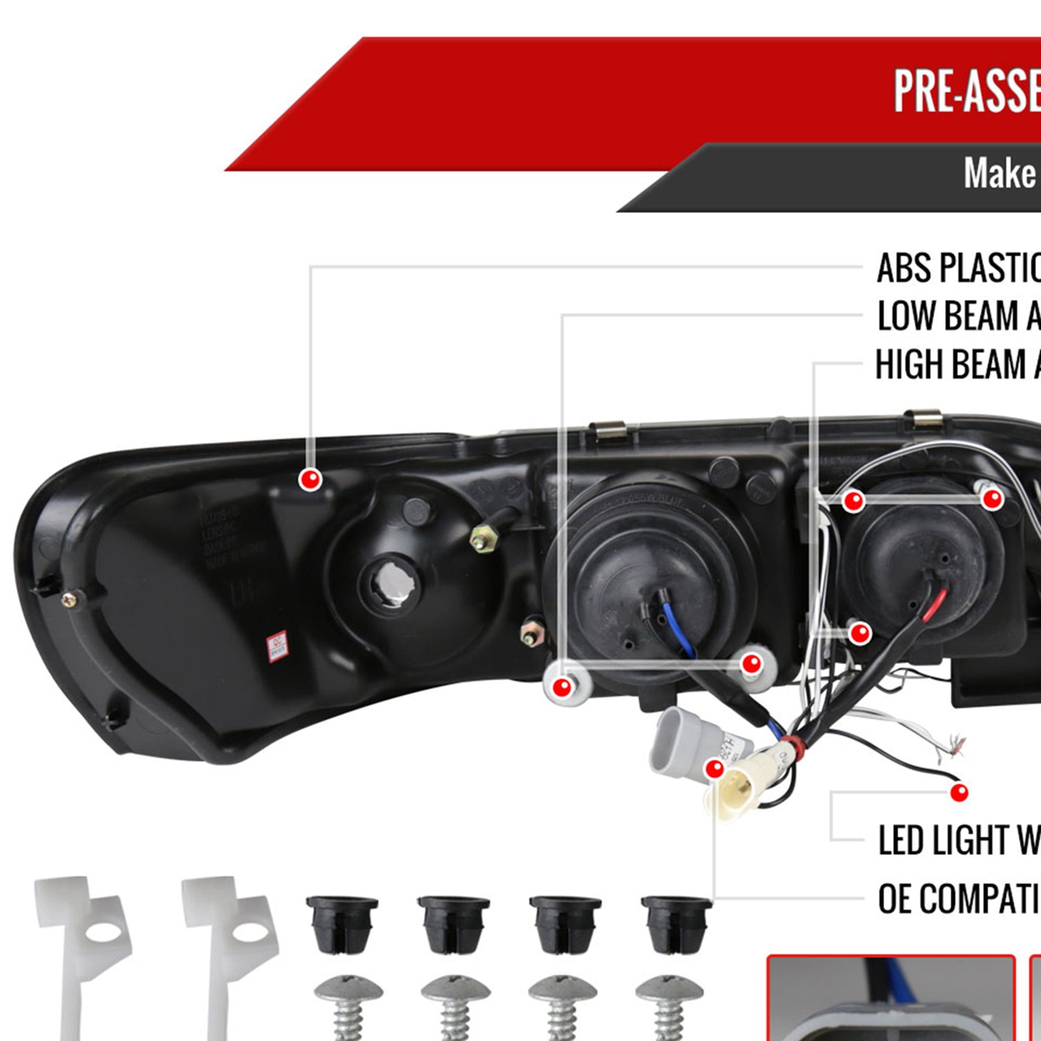 1993-1997 Toyota Corolla Dual Halo Projector Headlights Glossy Black/Smoke