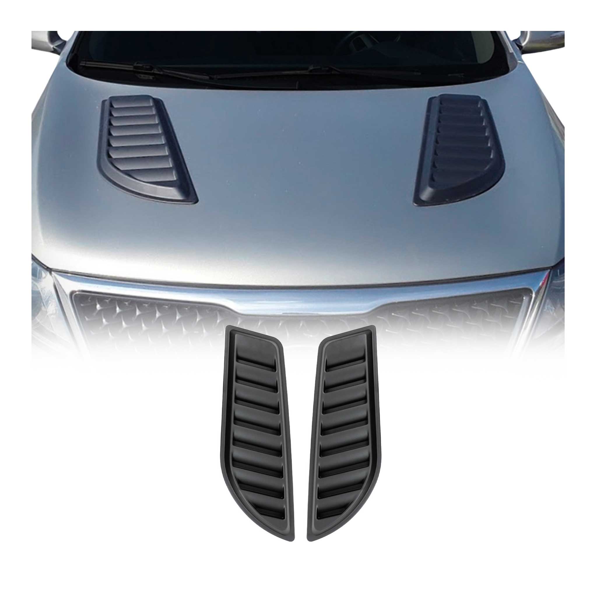 2 Pcs Decorative Air Flow Intake Hood Scoop Vent Cover Black