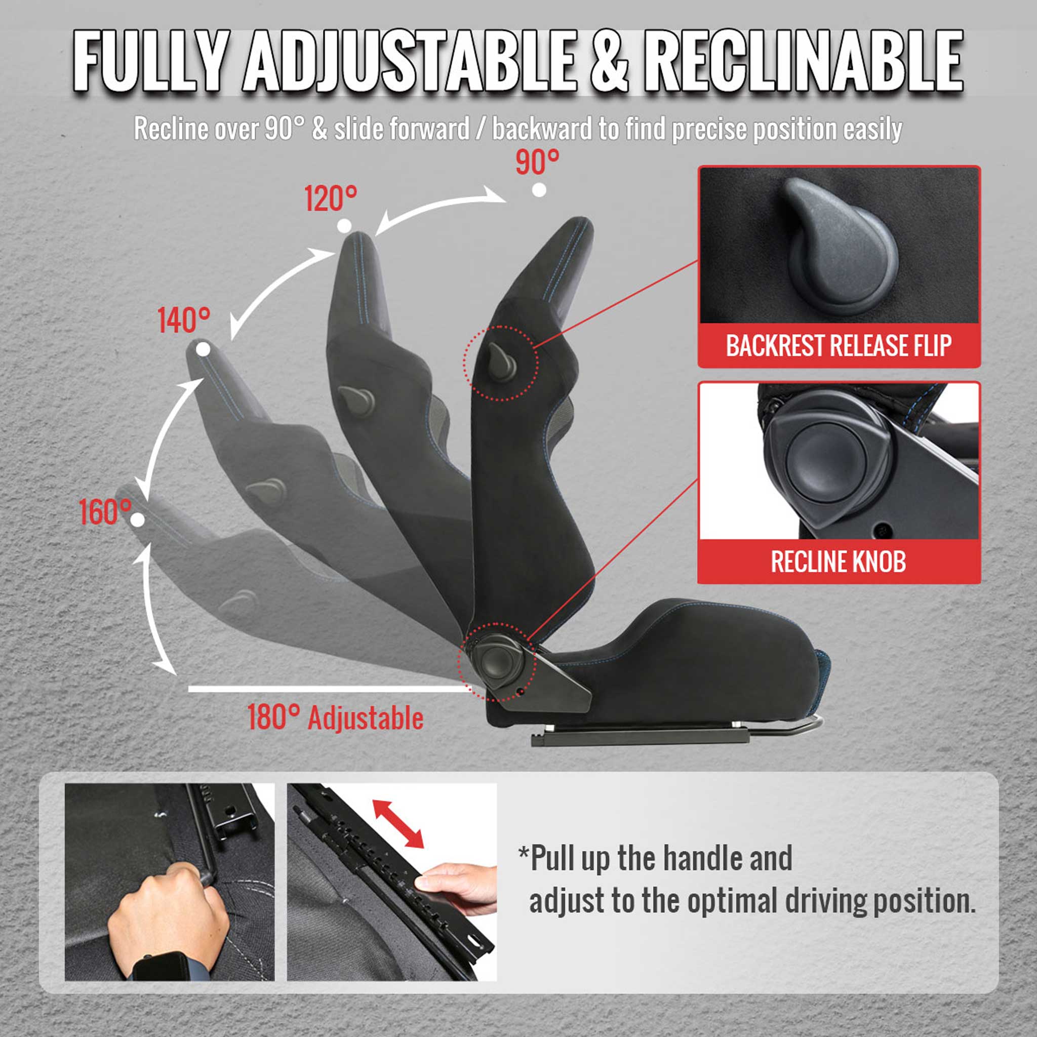 Universal Racing Seat Black Suede And Blue Bird Eye/Cloth With Double Blue Stich