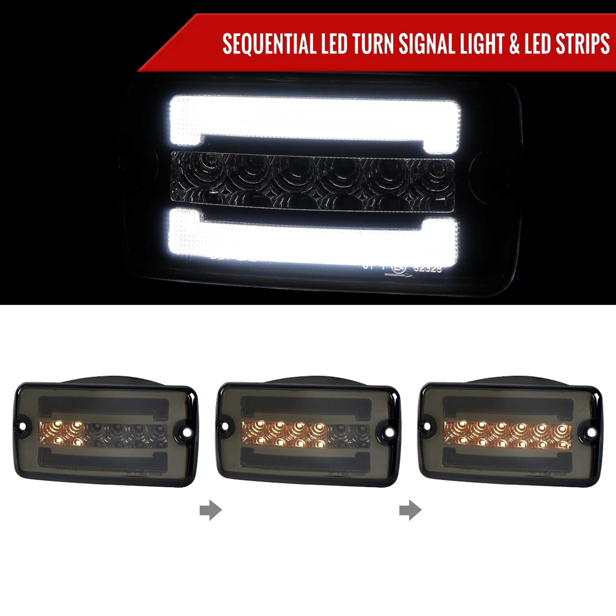 For Jeep Wrangler 1997-2006 Front Bumper LED Turn Signal Lights Chrome Housing Smoked Lens