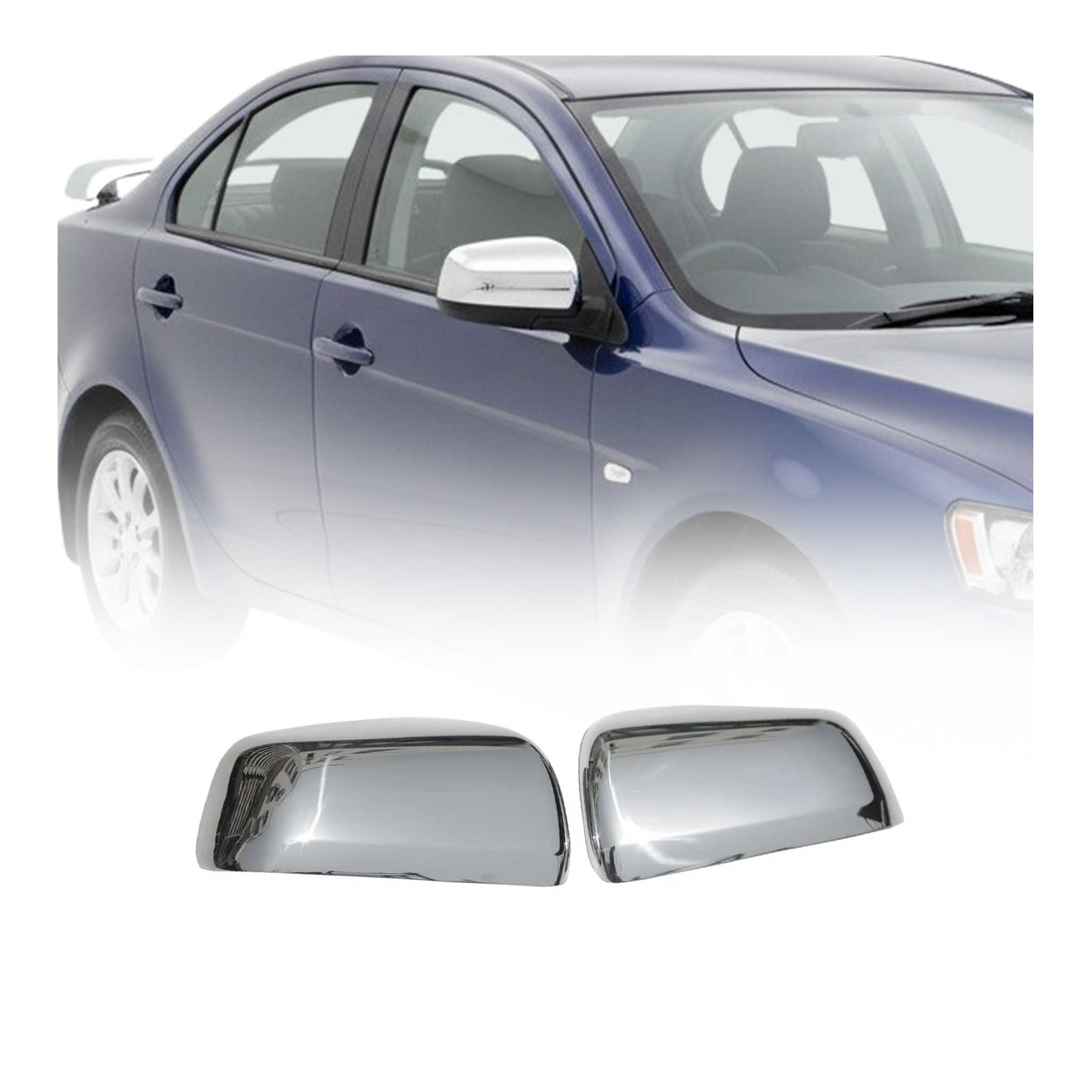 2008-2017 Mitsubishi Lancer Side Mirror Cover Caps Stainless Steel Silver 2 Pcs