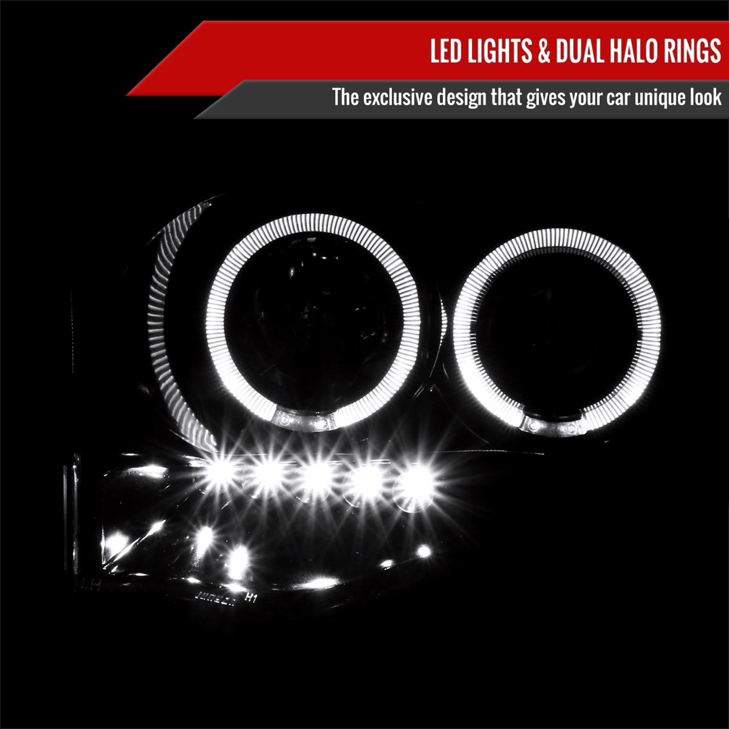 2002-2005 Dodge RAM 1500/ RAM 2500 3500 Dual Halo Headlights Jet Black