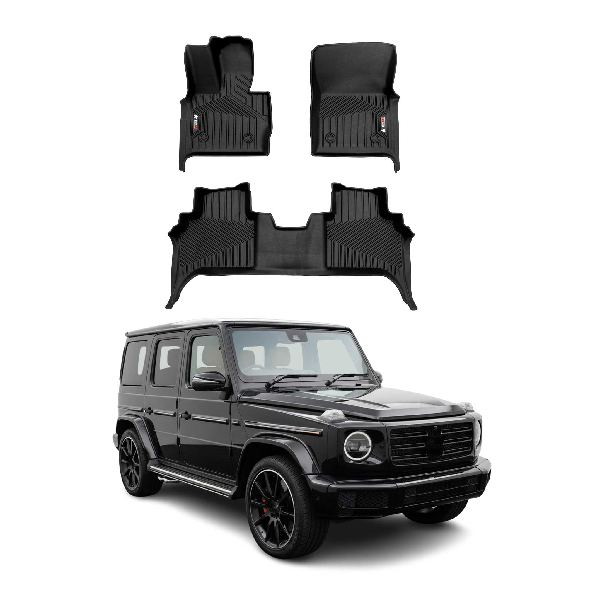 2019-2023 Mercedes G Class W463 Premium Floor Mats Liners First and Second Row Set Black
