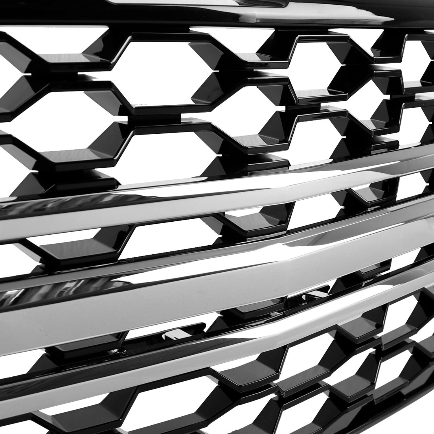 2019-2022 Chevy Silverado 1500 LT Glossy Honeycomb Hood Grille Chrome Trim