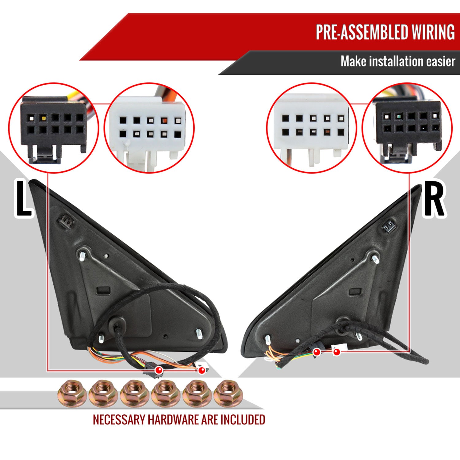 2013-2015 Dodge RAM Heated Towing Mirrors Clear Lens Turn & Puddle Lights