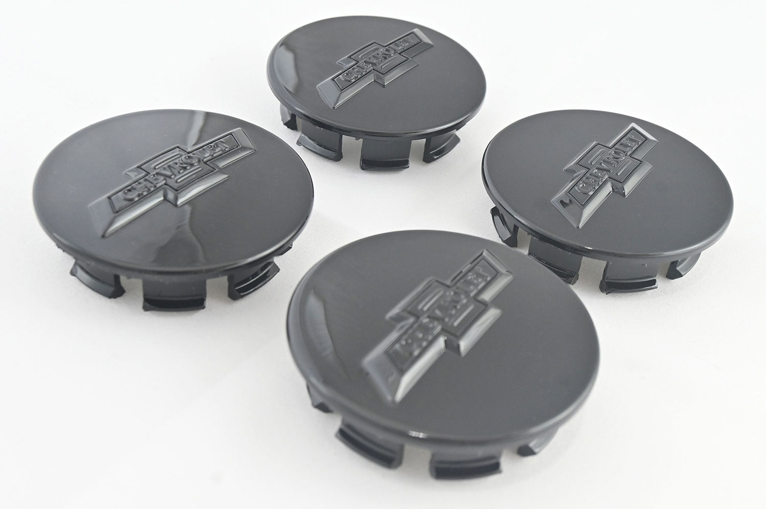 2013-2024 Chevrolet Malibu Licensed Wheel Cap Emblem Set Gloss Black 4Pcs ABS Plastic