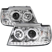 2002-2005 Ford Explorer Dual Halo Projector Headlights Chrome/Clear Lens