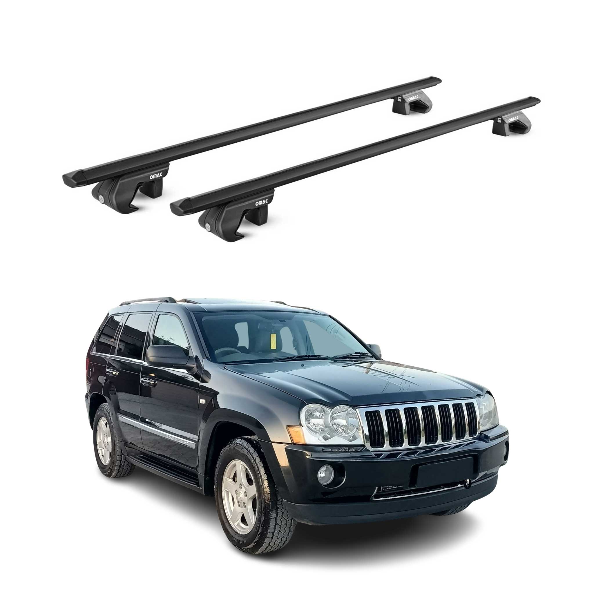 2005-2010 Jeep Grand Cherokee Roof Rack Cross Bars Black