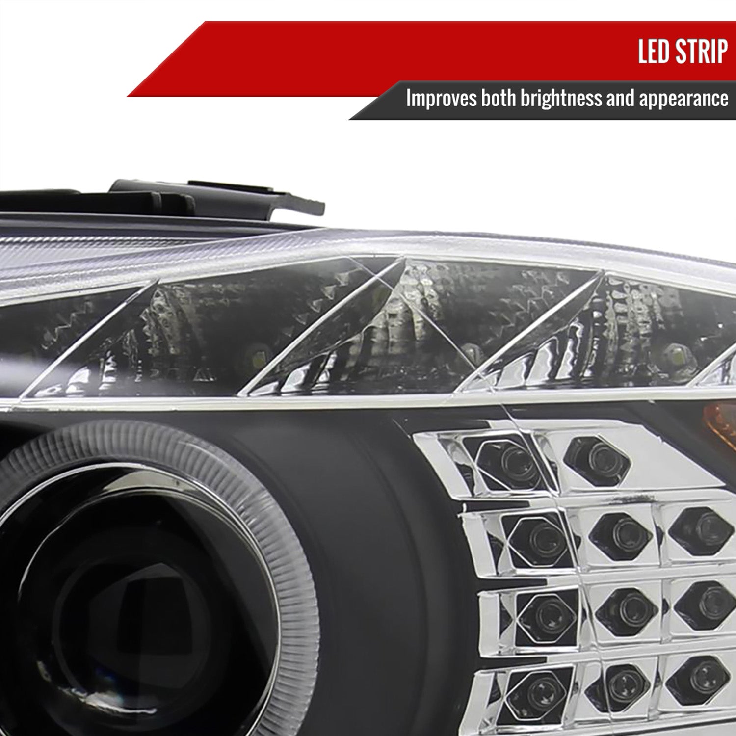 2006-2008 BMW E90 3 Series Dual Halo Headlights LED Light& Signal Matte Black