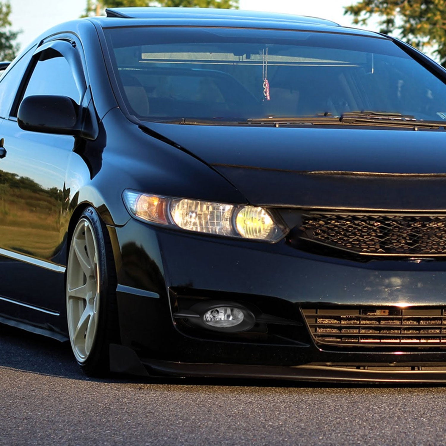 2009-2011 Honda Civic Coupe H11 Fog Lights Kit Chrome Housing/Clear Lens