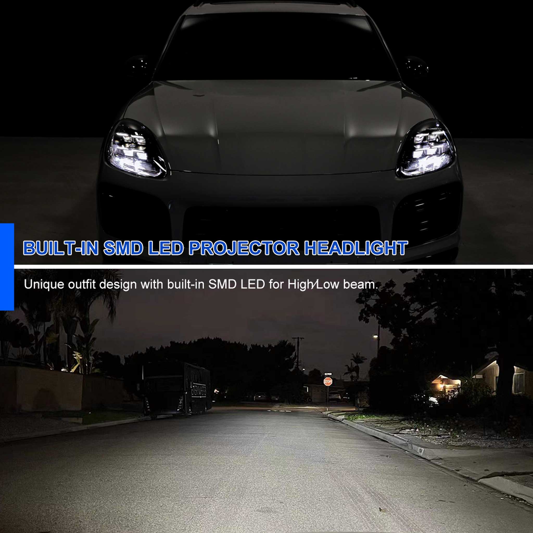For Porsche Cayenne 2018-2023 Matrix LED Projector Headlights DRL Dynamic Black Clear Lens Glossy Accents