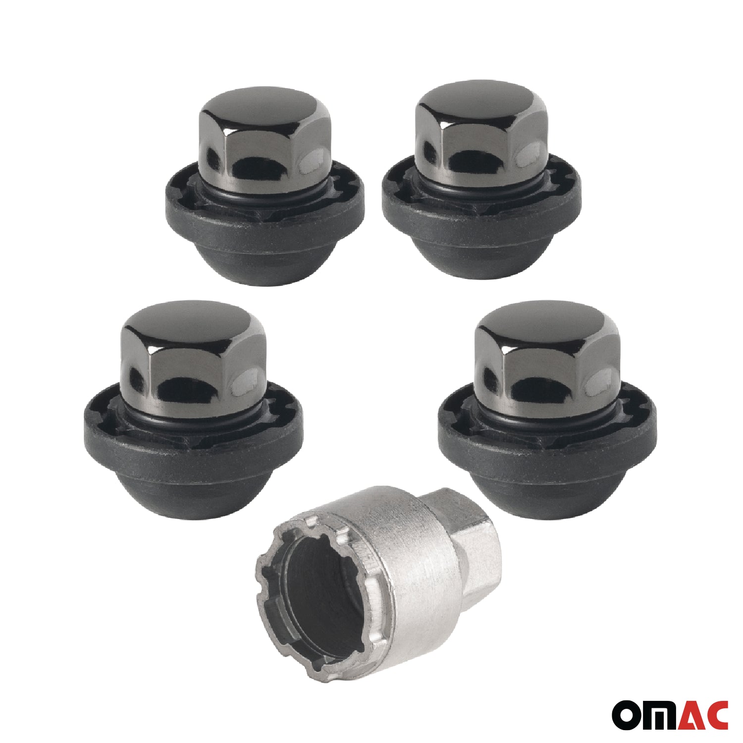 Wheel Lock Kit for Dodge Charger 2005-2023 M14X1,5 Chromed Black 4Locks & 1Key