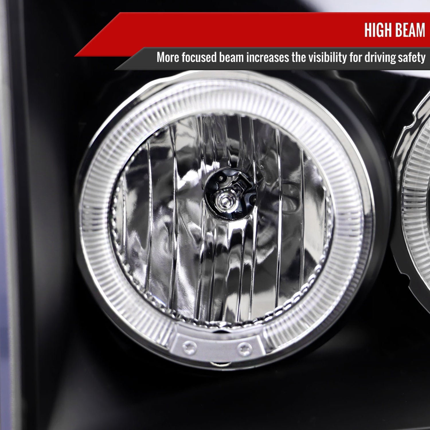 1999-2004 Ford Excursion F-250 F-350 F-450 F-550 Dual Halo Headlights Black