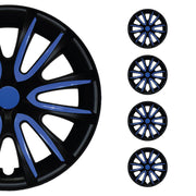 Bicolo Hub Caps Wheel Cover 14" Black Matt & Dark Blue Full Set 4 pcs.