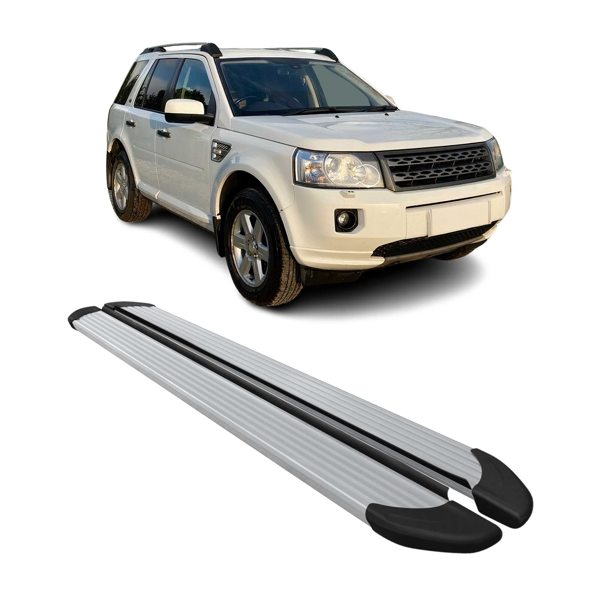 2008-2015 Land Rover LR2 Running Boards Side Steps Silver