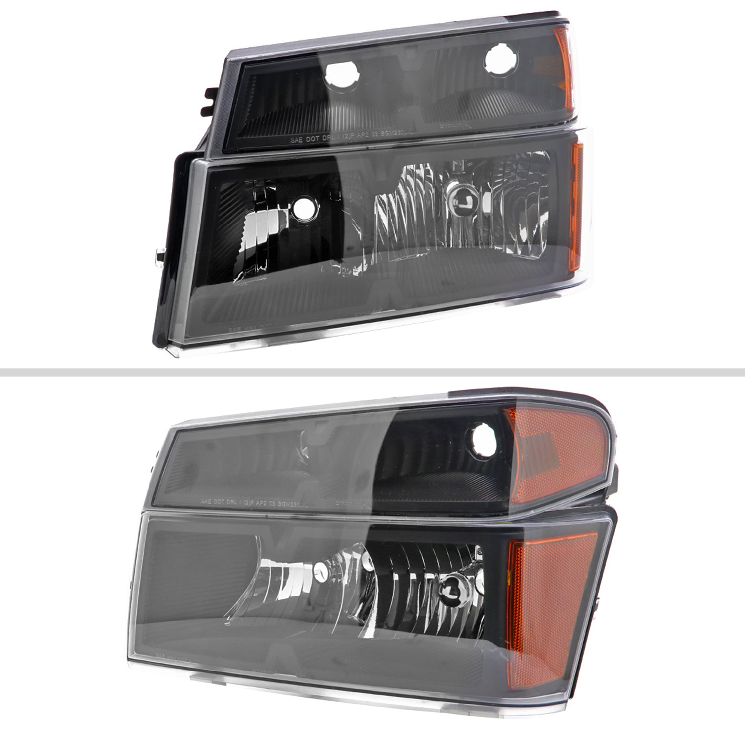 2004-2012 Chevy Colorado/ Canyon/ I-Series Headlights&Corner Lights Pair Black