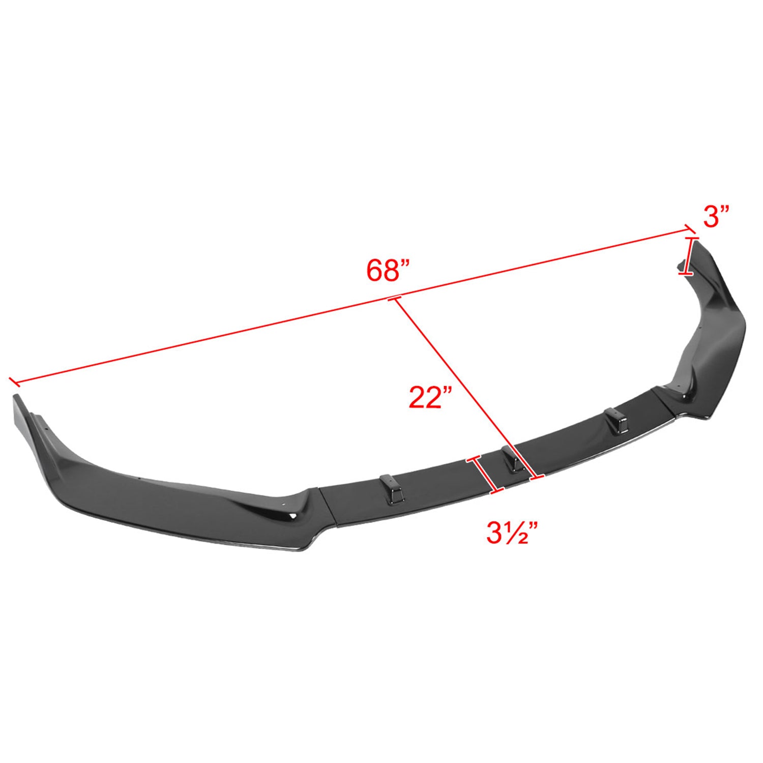 2016-2019 Nissan Sentra Glossy Black Polypropylene 3Pcs Bumper Lip