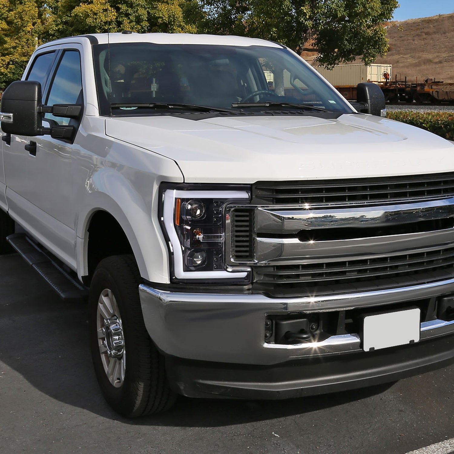 2017-2019 Ford F-250 F-350 F-450 F-550 LED CBar Projector Headlights Jet Black