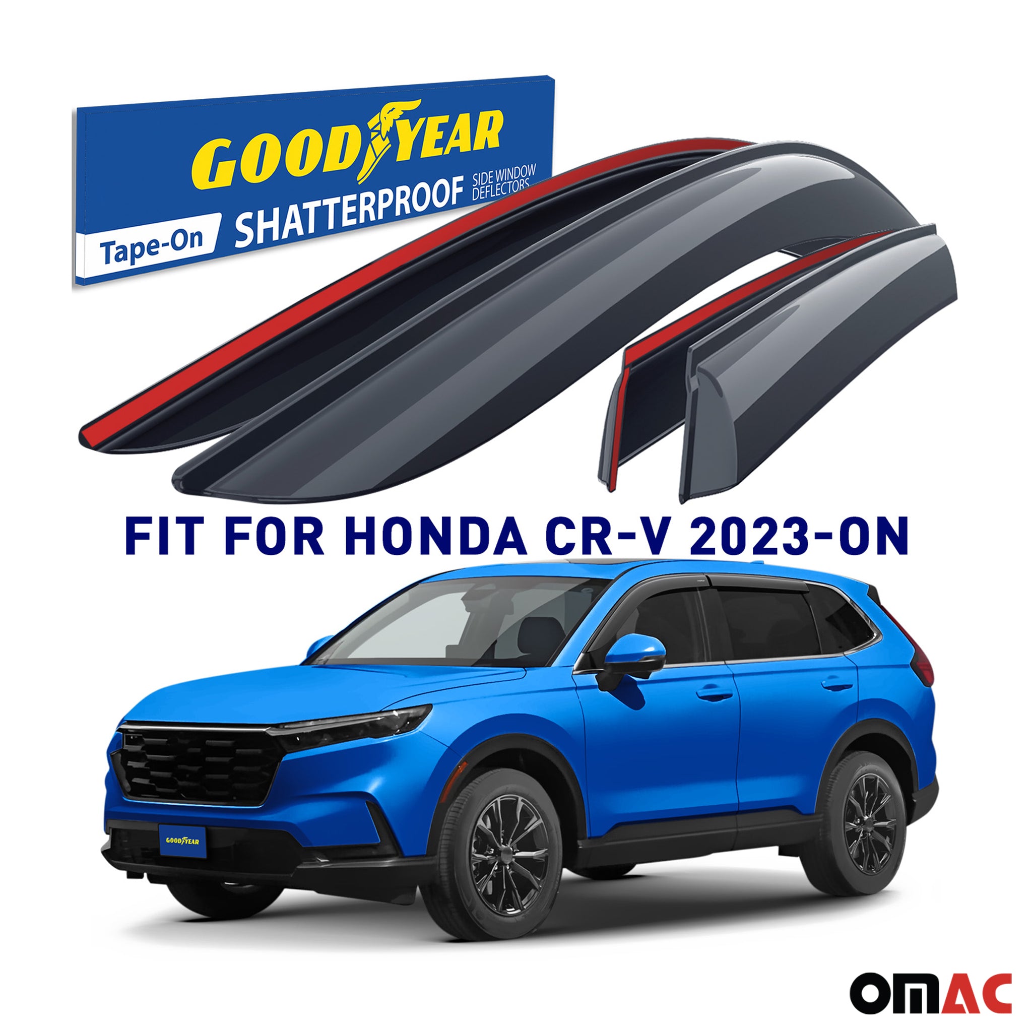 Goodyear Wind Deflectors for Honda CR-V (CRV) 2023-2025 Tape-On Premium Smoke 4x