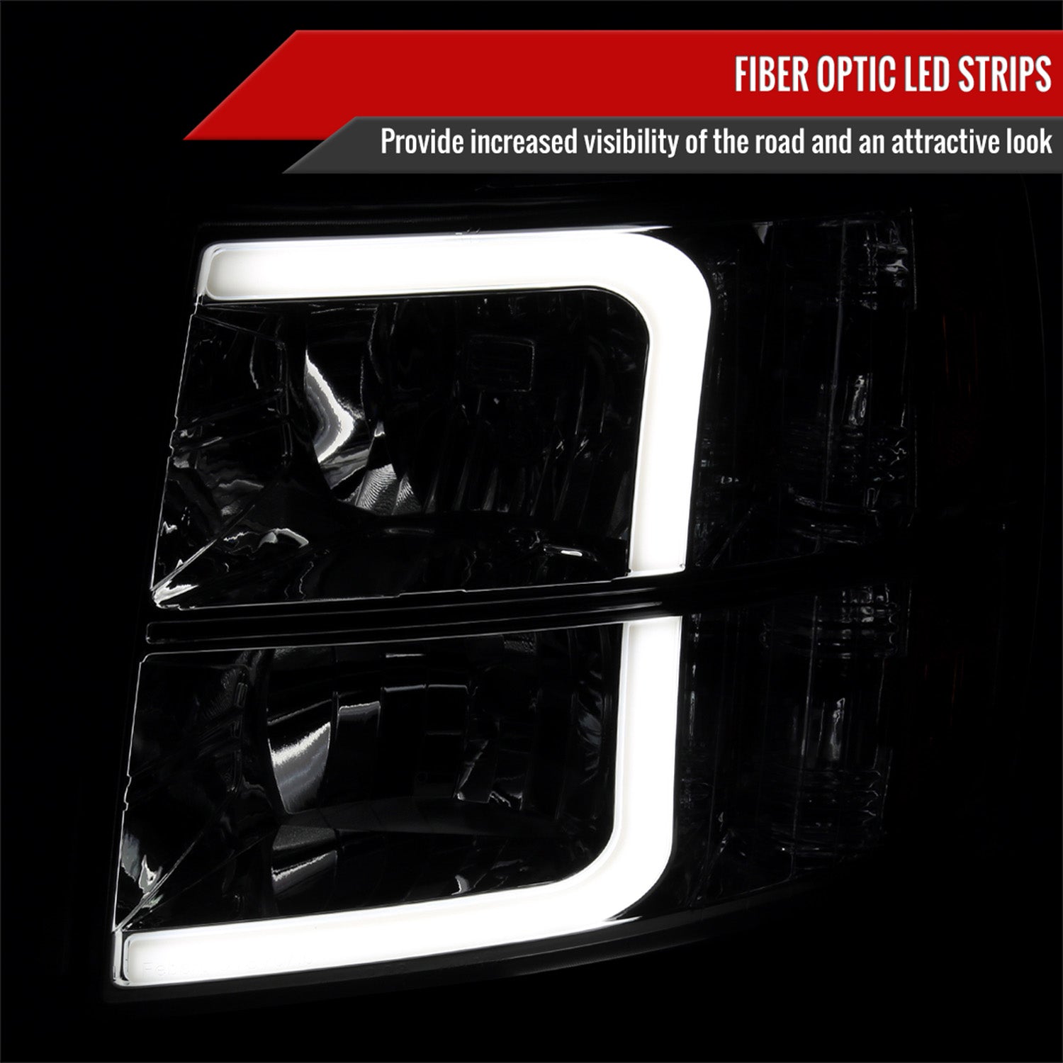 2007-2013 Chevy Silverado 1500 2500HD 3500HD LED Headlights Amber & Chrome