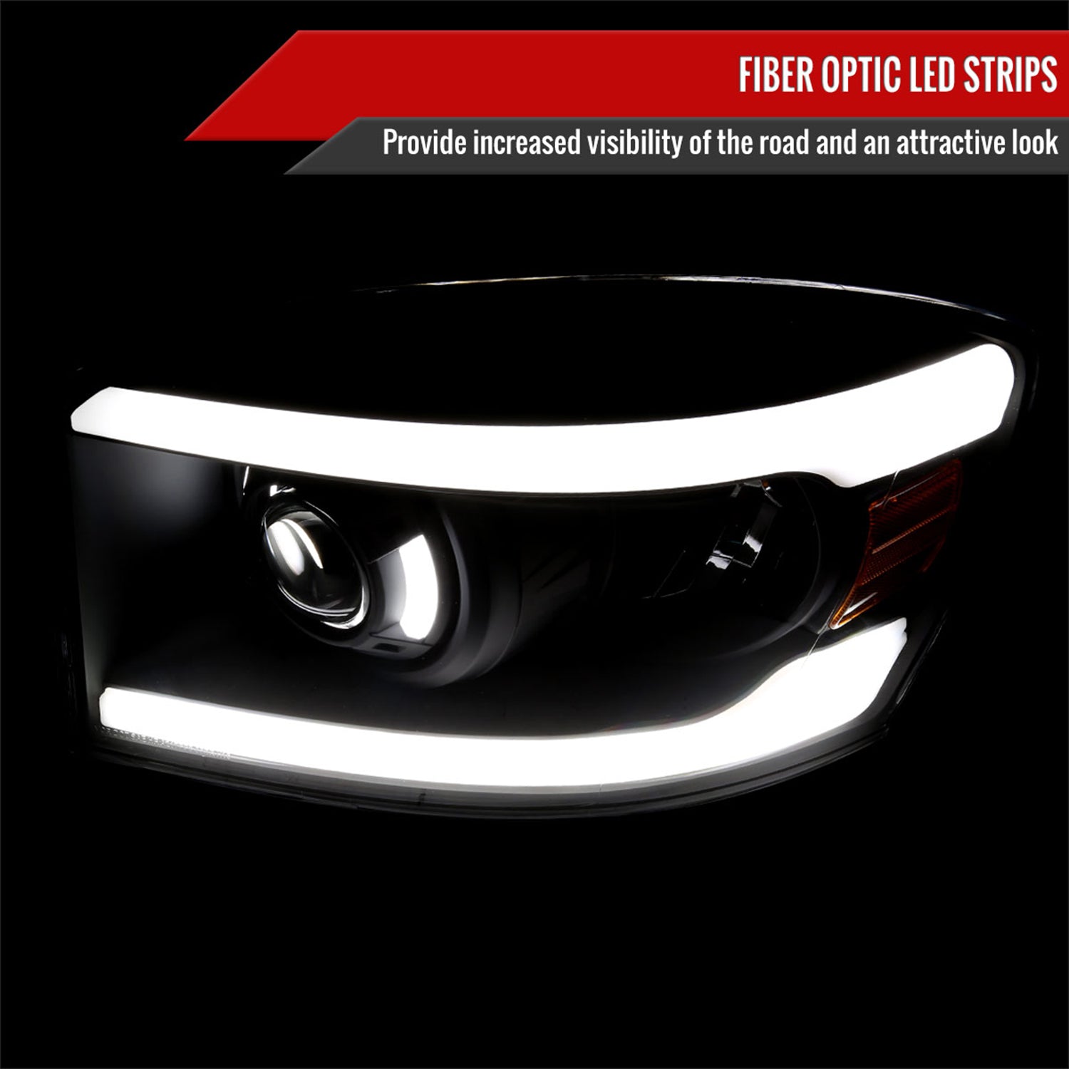 2006-2008 Dodge RAM 1500/ 06-2009 Dodge RAM 2500/3500 LED Tube Headlights Black