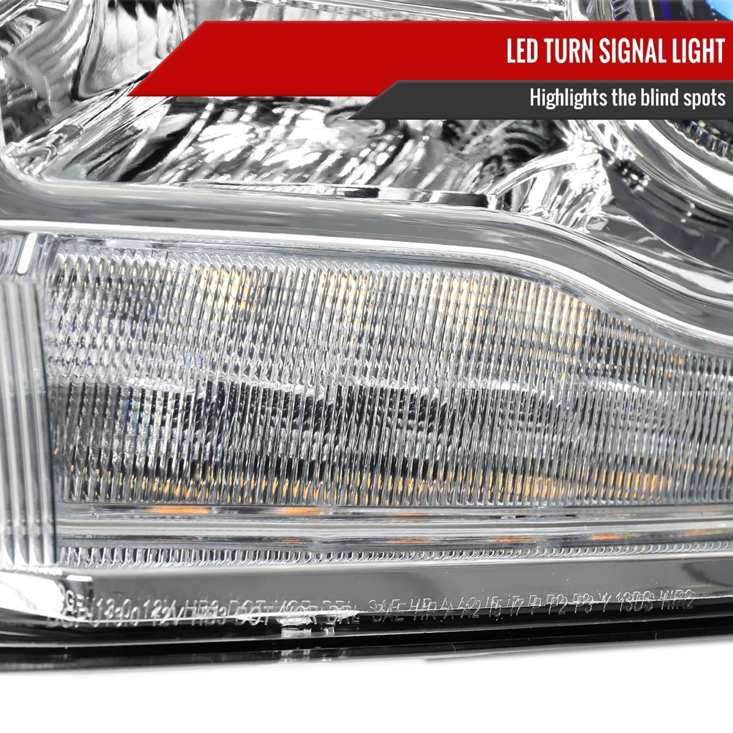 2013-2018 RAM 1500 2500 3500 LED Bar Projector Headlights Chrome/Clear Lens