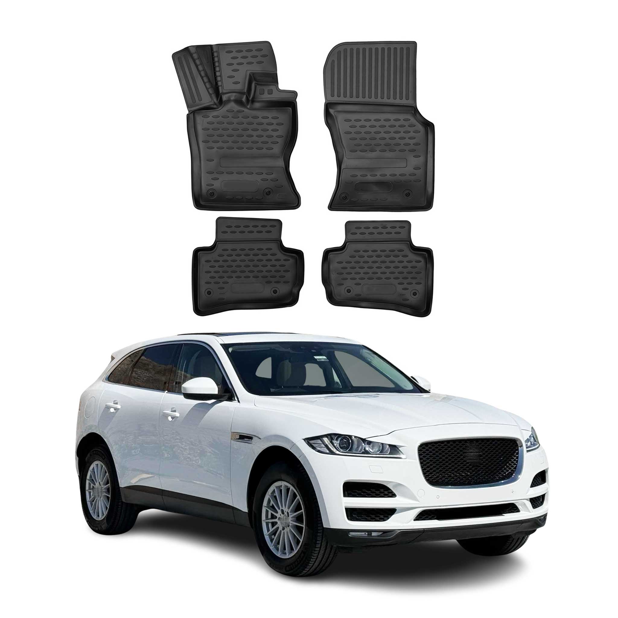2017-2026 Jaguar F-Pace Floor Mats Liners Full Set All Weather Black
