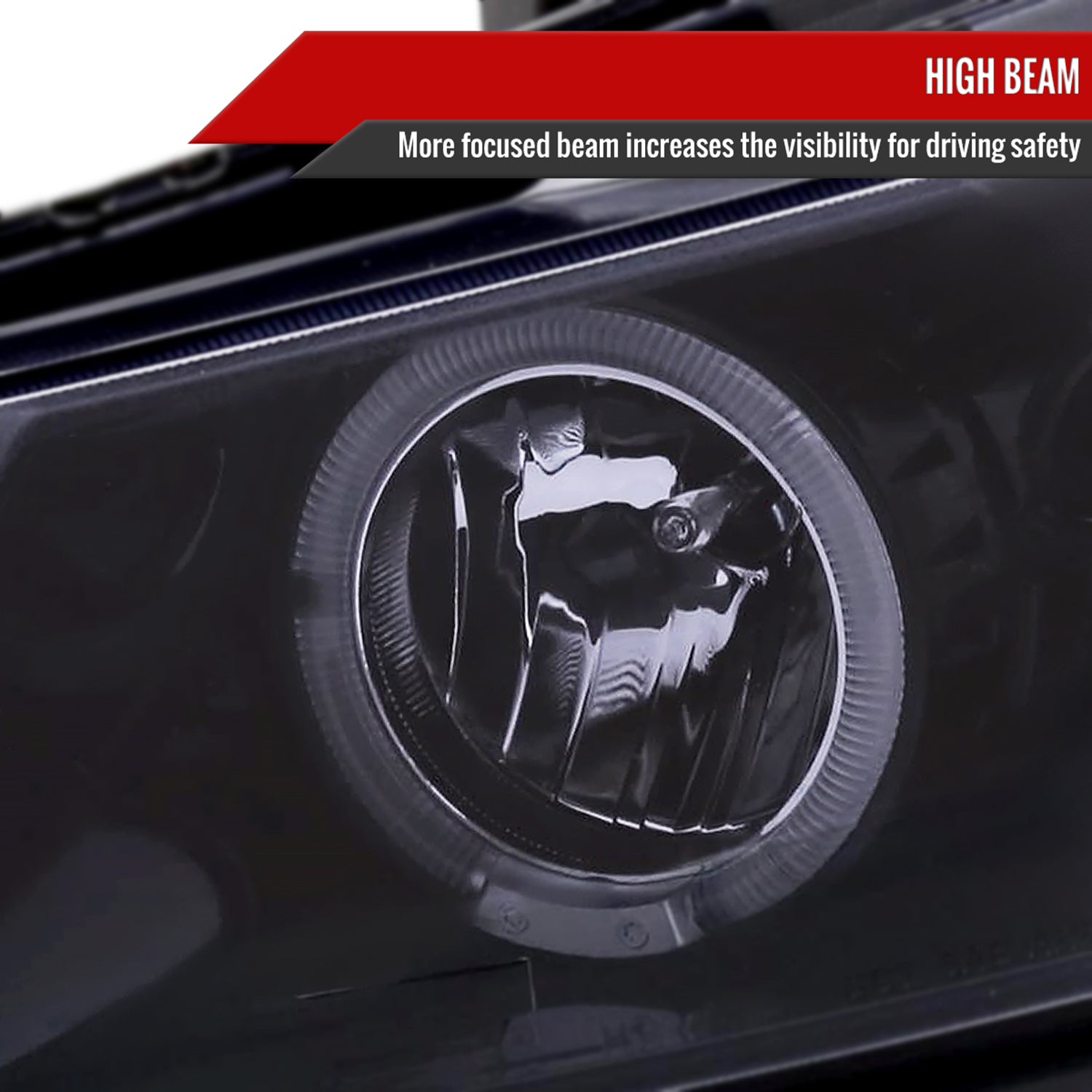 2008-2012 Honda Accord Coupe Dual Halo Projector Headlights Glossy Black/Smoke