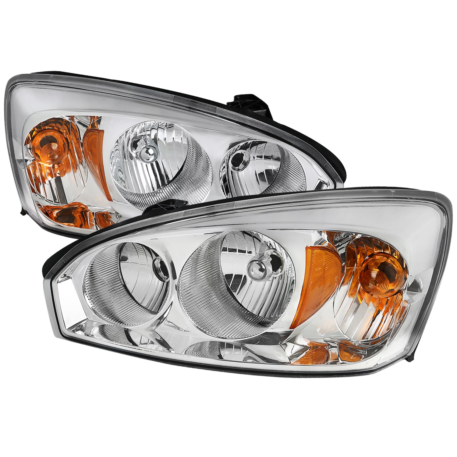 2004-2007 Chevy Malibu Factory Headlights w/Amber Reflectors Chrome/Clear