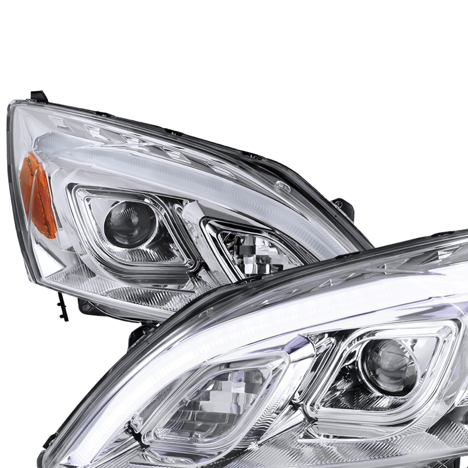 2007-2011 Honda CRV LED Bar Projector Headlights Chrome Housing/Clear Lens